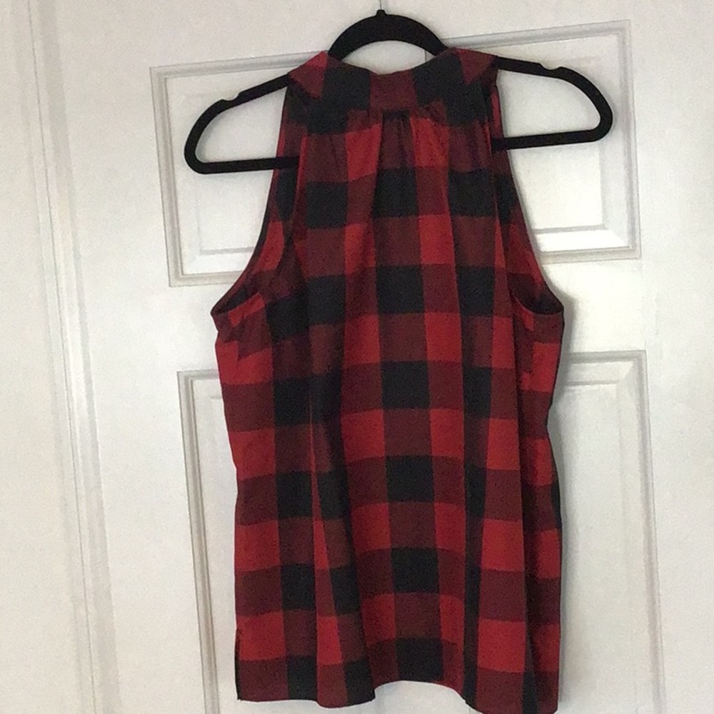 Sleeveless Red and Black Plaid Women's Top